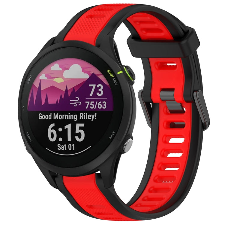 For Garmin Forerunner 255 Music 22mm Two Color Textured Silicone Watch Band(Red+Black) - Watch Bands by PMC TechLife | Online Shopping South Africa | PMC TechLife