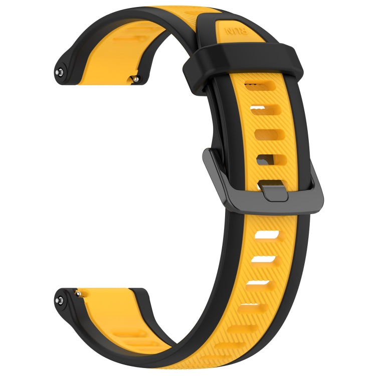 For Garmin Forerunner 255 Music 22mm Two Color Textured Silicone Watch Band(Yellow+Black) - Watch Bands by PMC Jewellery | Online Shopping South Africa | PMC Jewellery