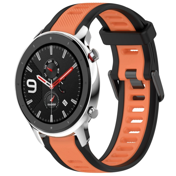 For Amazfit GTR 4 22mm Two-Color Textured Silicone Watch Band(Orange+Black) - Watch Bands by PMC TechLife | Online Shopping South Africa | PMC TechLife