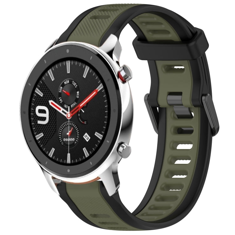 For Amazfit GTR 4 Pro 22mm Two-Color Textured Silicone Watch Band(Green+Black) - Watch Bands by PMC TechLife | Online Shopping South Africa | PMC TechLife