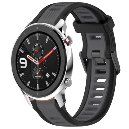 For Amazfit GTR 4 Pro 22mm Two-Color Textured Silicone Watch Band(Grey+Black) - Watch Bands by PMC Jewellery | Online Shopping South Africa | PMC Jewellery