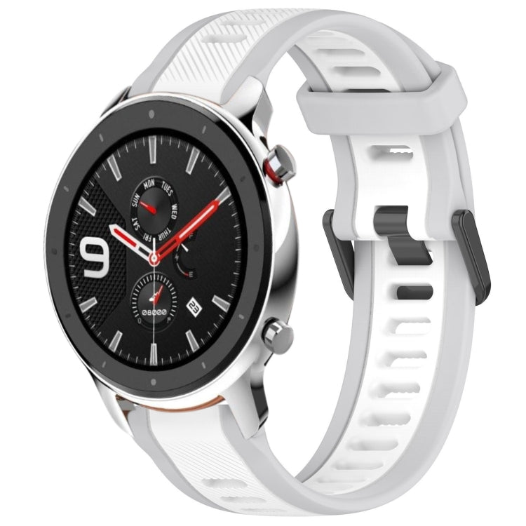 For Amazfit GTR 4 Pro 22mm Two-Color Textured Silicone Watch Band(White+Grey) - Watch Bands by PMC TechLife | Online Shopping South Africa | PMC TechLife