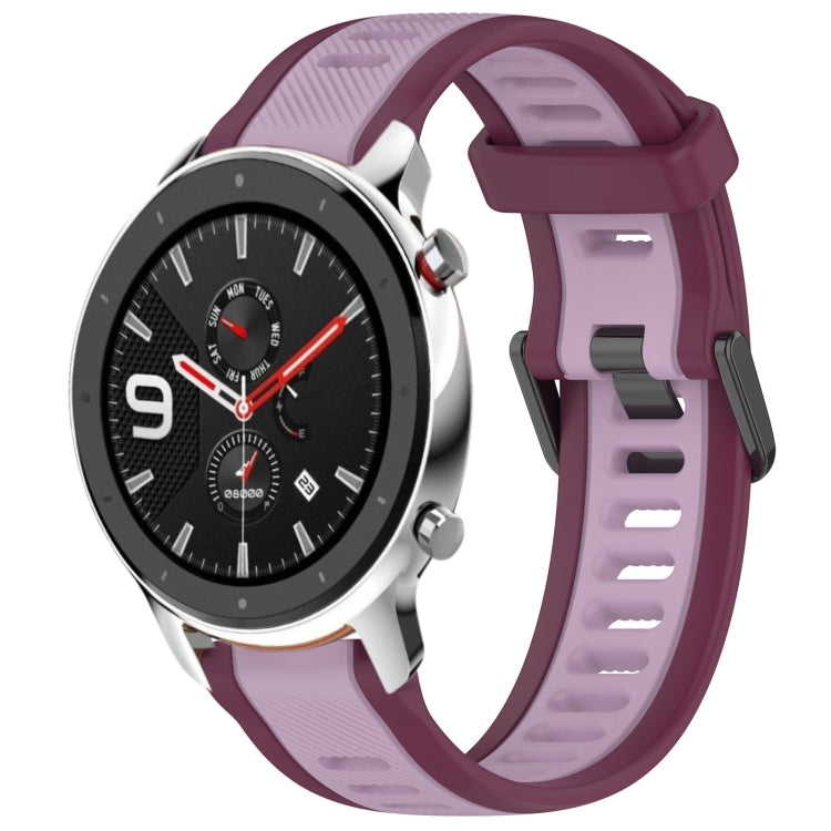 For Amazfit GTR 4 Pro 22mm Two-Color Textured Silicone Watch Band(Purple) - Watch Bands by PMC TechLife | Online Shopping South Africa | PMC TechLife