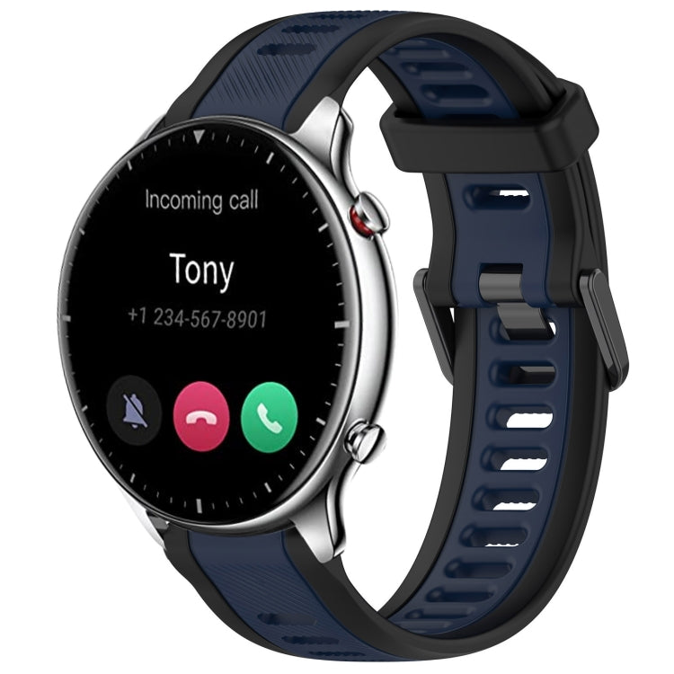 For Amazfit GTR 2 22mm Two-Color Textured Silicone Watch Band(Midnight Blue+Black) - Watch Bands by PMC TechLife | Online Shopping South Africa | PMC TechLife