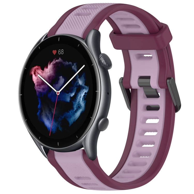 For Amazfit 3 22mm Two-Color Textured Silicone Watch Band(Purple) - Watch Bands by PMC TechLife | Online Shopping South Africa | PMC TechLife