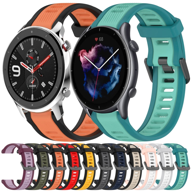 For Amazfit GTR 3 Pro 22mm Two-Color Textured Silicone Watch Band(Green+Black) - Watch Bands by PMC TechLife | Online Shopping South Africa | PMC TechLife