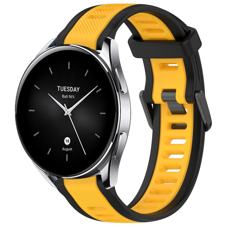 For Xiaomi Watch S2 22mm Two Color Textured Silicone Watch Band(Yellow+Black) - Watch Bands by PMC Jewellery | Online Shopping South Africa | PMC Jewellery