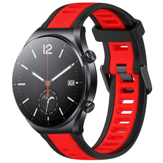 For Xiaomi MI Watch S1 22mm Two Color Textured Silicone Watch Band(Red+Black) - Watch Bands by PMC Jewellery | Online Shopping South Africa | PMC Jewellery