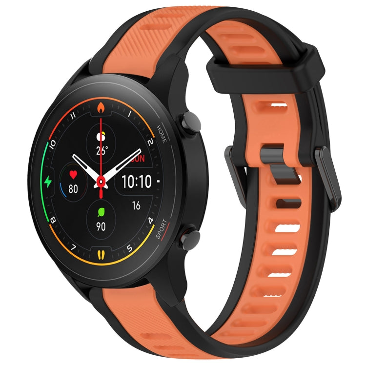 For Xiaomi MI Watch S1 Pro 22mm Two Color Textured Silicone Watch Band(Orange+Black) - Watch Bands by PMC Jewellery | Online Shopping South Africa | PMC Jewellery