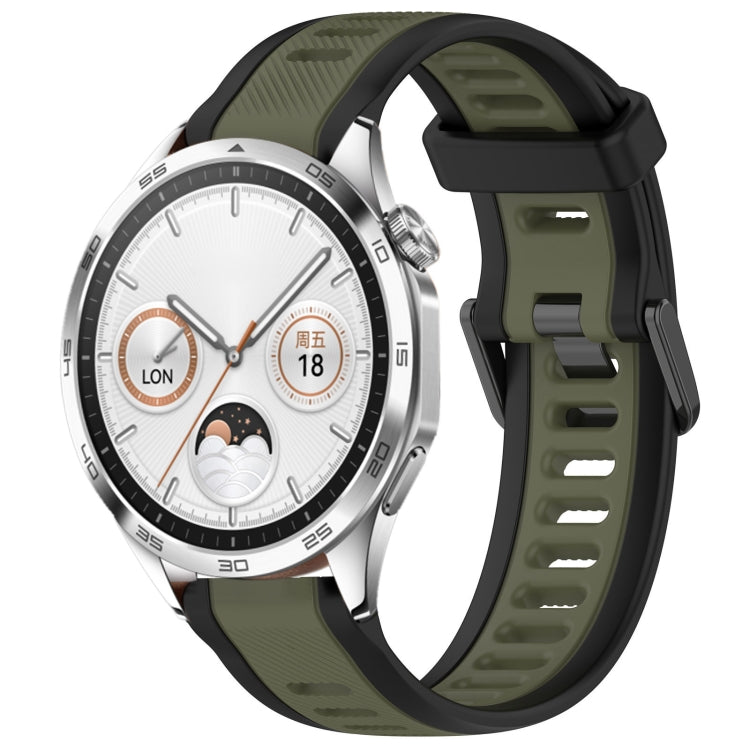 For Huawei Watch GT4 46mm 22mm Two Color Textured Silicone Watch Band(Green+Black) - Watch Bands by PMC TechLife | Online Shopping South Africa | PMC TechLife