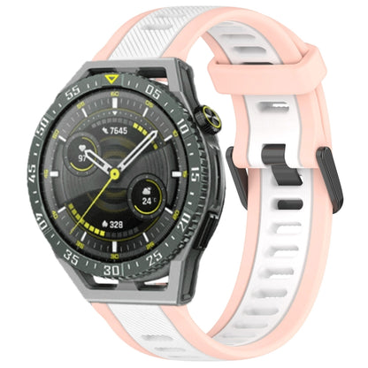 For Huawei Watch GT3 SE 22mm Two Color Textured Silicone Watch Band(White+Pink) - Watch Bands by PMC Jewellery | Online Shopping South Africa | PMC Jewellery