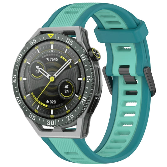 For Huawei Watch GT3 SE 22mm Two Color Textured Silicone Watch Band(Teal) - Watch Bands by PMC Jewellery | Online Shopping South Africa | PMC Jewellery