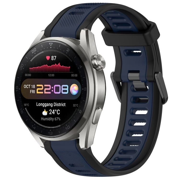 For Huawei Watch 3 Pro New 22mm Two Color Textured Silicone Watch Band(Midnight Blue+Black) - Watch Bands by PMC TechLife | Online Shopping South Africa | PMC TechLife