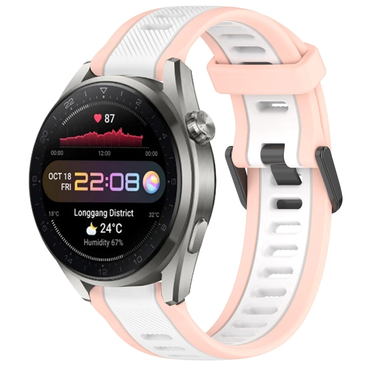 For Huawei Watch 3 Pro New 22mm Two Color Textured Silicone Watch Band(White+Pink) - Watch Bands by PMC Jewellery | Online Shopping South Africa | PMC Jewellery