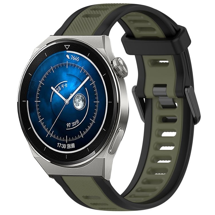 For Huawei Watch GT3 Pro 46mm 22mm Two Color Textured Silicone Watch Band(Green+Black) - Watch Bands by PMC TechLife | Online Shopping South Africa | PMC TechLife