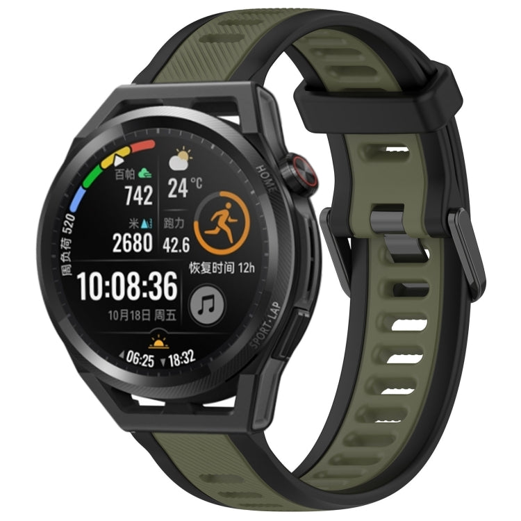 For Huawei Watch GT Runner 22mm Two Color Textured Silicone Watch Band(Green+Black) - free shipping - PMC TechLife - Order now!