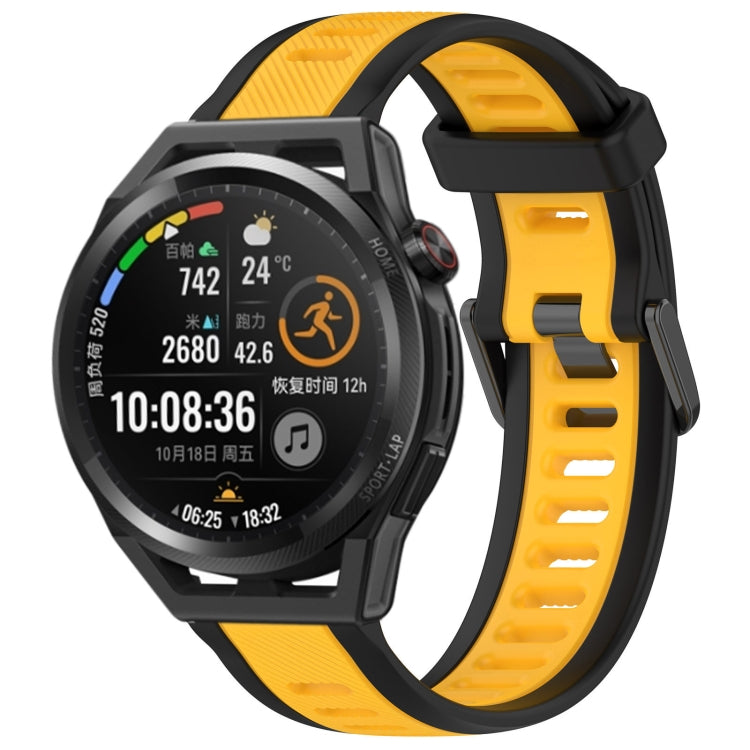 For Huawei Watch GT Runner 22mm Two Color Textured Silicone Watch Band(Yellow+Black) - Watch Bands by PMC TechLife | Online Shopping South Africa | PMC TechLife