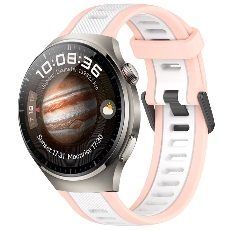 For Huawei Watch 4 Pro 22mm Two Color Textured Silicone Watch Band(White+Pink) - Watch Bands by PMC TechLife | Online Shopping South Africa | PMC TechLife