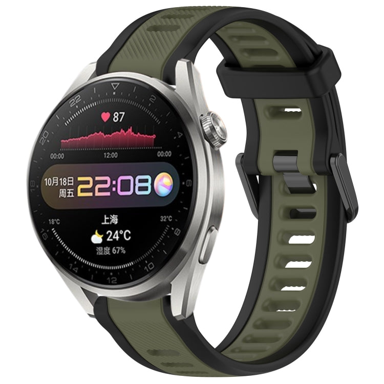 For Huawei Watch 3 Pro 22mm Two Color Textured Silicone Watch Band(Green+Black) - Watch Bands by PMC TechLife | Online Shopping South Africa | PMC TechLife