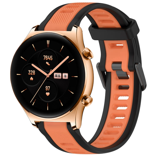 For Honor Watch GS 3 22mm Two Color Textured Silicone Watch Band(Orange+Black) - Watch Bands by PMC Jewellery | Online Shopping South Africa | PMC Jewellery