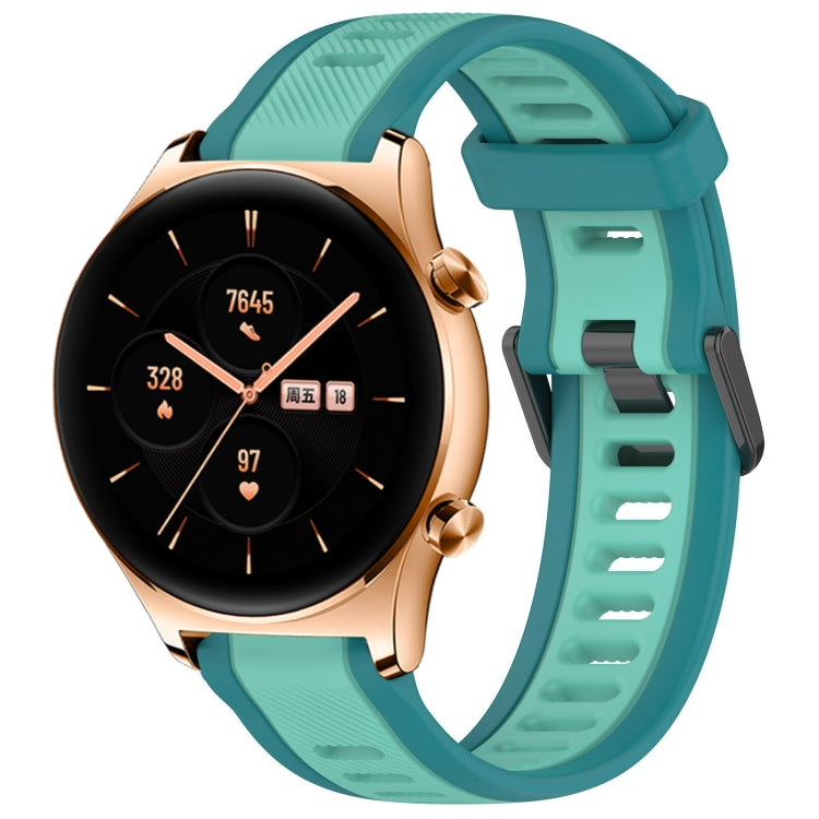 For Honor Watch GS 3 22mm Two Color Textured Silicone Watch Band(Teal) - Watch Bands by PMC TechLife | Online Shopping South Africa | PMC TechLife