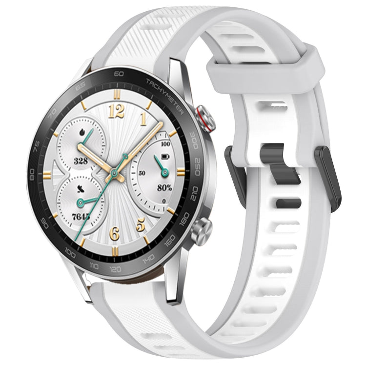 For Honor Watch GS 3i 22mm Two Color Textured Silicone Watch Band(White+Grey) - Watch Bands by PMC TechLife | Online Shopping South Africa | PMC TechLife