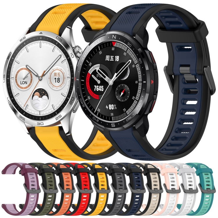 For Huawei Watch GT4 46mm 22mm Two Color Textured Silicone Watch Band(Teal) - Watch Bands by PMC TechLife | Online Shopping South Africa | PMC TechLife