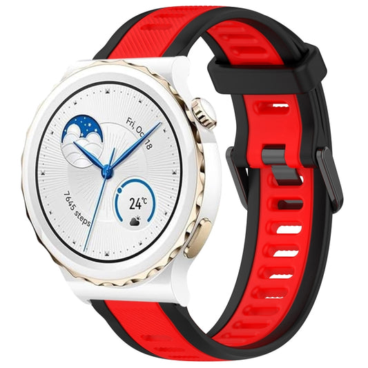 For Huawei Watch GT3 Pro 43mm 20mm Two Color Textured Silicone Watch Band(Red+Black) - Watch Bands by PMC Jewellery | Online Shopping South Africa | PMC Jewellery