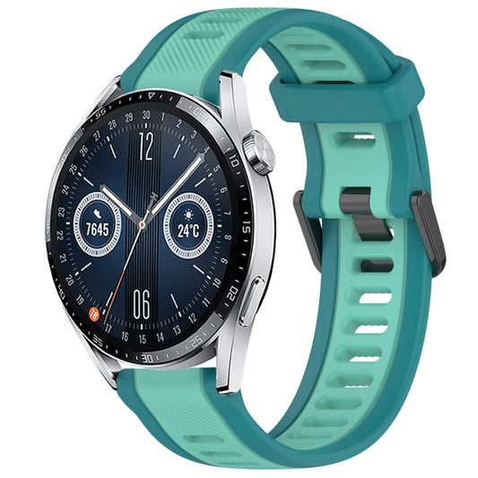 For Huawei Watch GT3 42mm 20mm Two Color Textured Silicone Watch Band(Teal) - Watch Bands by PMC Jewellery | Online Shopping South Africa | PMC Jewellery