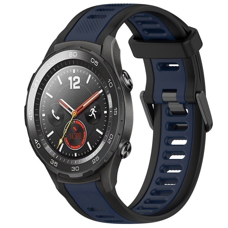 For Huawei Watch 2 20mm Two Color Textured Silicone Watch Band(Midnight Blue+Black) - Watch Bands by PMC Jewellery | Online Shopping South Africa | PMC Jewellery