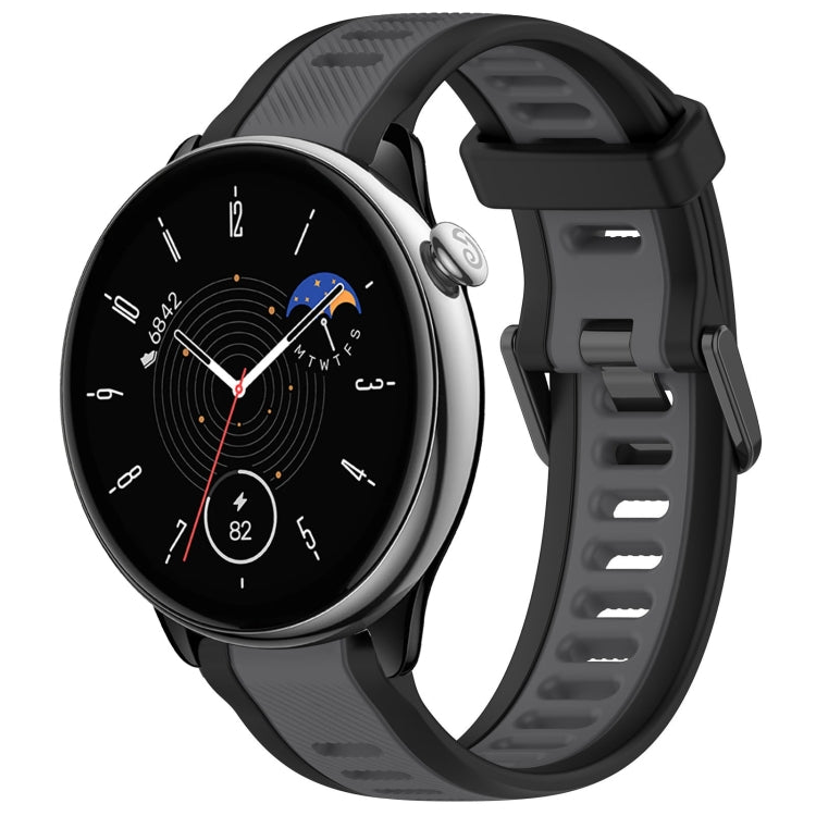 For Amazfit GTR Mini 20mm Two-Color Textured Silicone Watch Band(Grey+Black) - Watch Bands by PMC TechLife | Online Shopping South Africa | PMC TechLife
