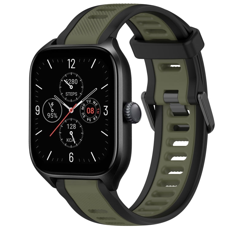 For Amazfit GTS 4 20mm Two-Color Textured Silicone Watch Band(Green+Black) - Watch Bands by PMC TechLife | Online Shopping South Africa | PMC TechLife