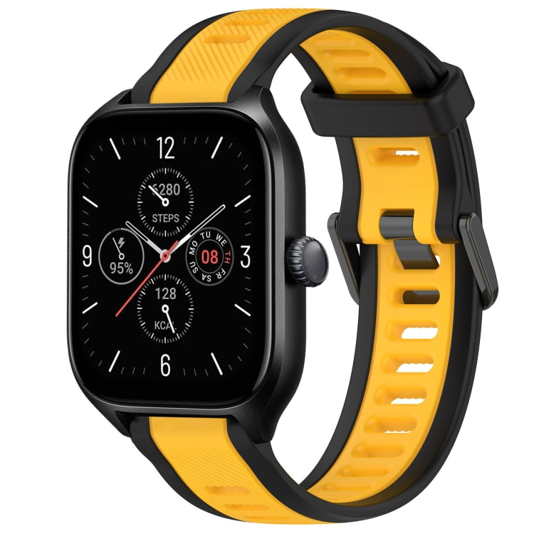 For Amazfit GTS 4 20mm Two-Color Textured Silicone Watch Band(Yellow+Black) - Watch Bands by PMC Jewellery | Online Shopping South Africa | PMC Jewellery