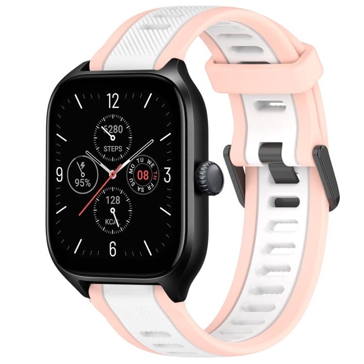 For Amazfit GTS 4 20mm Two-Color Textured Silicone Watch Band(White+Pink) - free shipping - PMC TechLife - Order now!