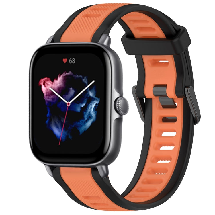 For Amazfit GTS 3 20mm Two-Color Textured Silicone Watch Band(Orange+Black) - Watch Bands by PMC TechLife | Online Shopping South Africa | PMC TechLife