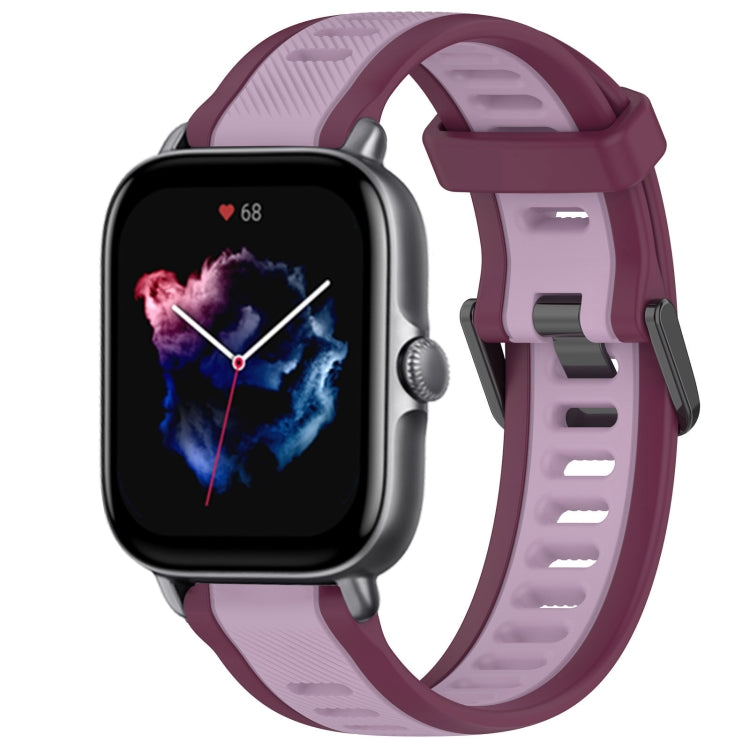 For Amazfit GTS 3 20mm Two-Color Textured Silicone Watch Band(Purple) - Watch Bands by PMC TechLife | Online Shopping South Africa | PMC TechLife
