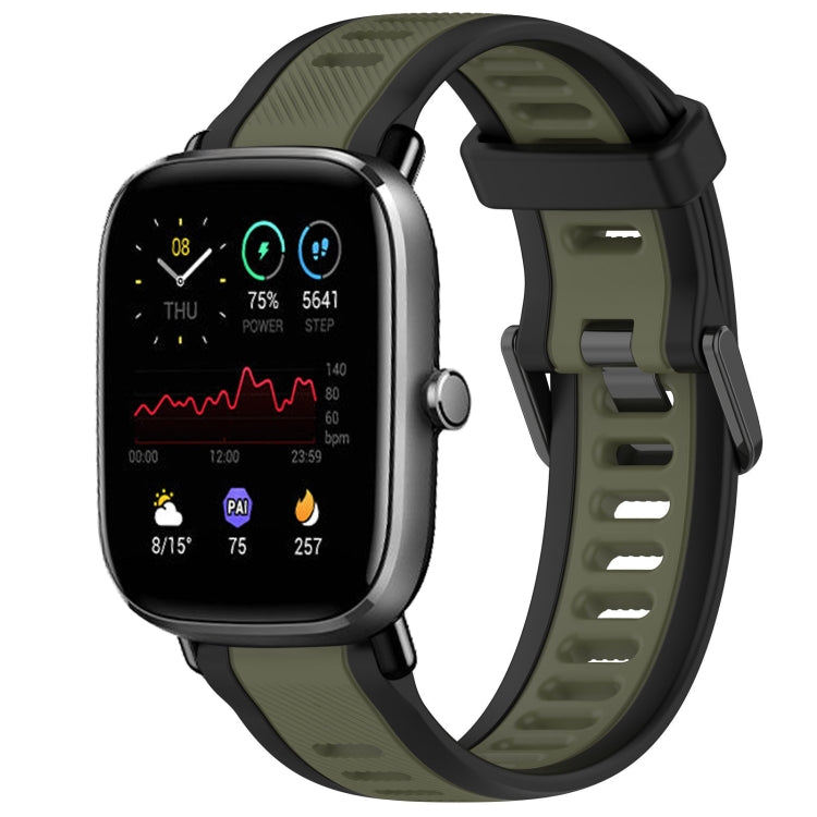 For Amazfit GTS 2 Mini 20mm Two-Color Textured Silicone Watch Band(Green+Black) - Watch Bands by PMC TechLife | Online Shopping South Africa | PMC TechLife
