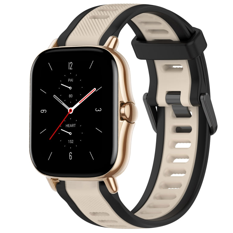 For Amazfit GTS 2 20mm Two-Color Textured Silicone Watch Band(Starlight + Black) - Watch Bands by PMC TechLife | Online Shopping South Africa | PMC TechLife