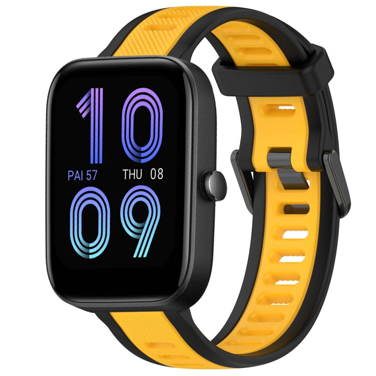 For Amazfit Bip 3 Pro 20mm Two-Color Textured Silicone Watch Band(Yellow+Black) - Watch Bands by PMC TechLife | Online Shopping South Africa | PMC TechLife