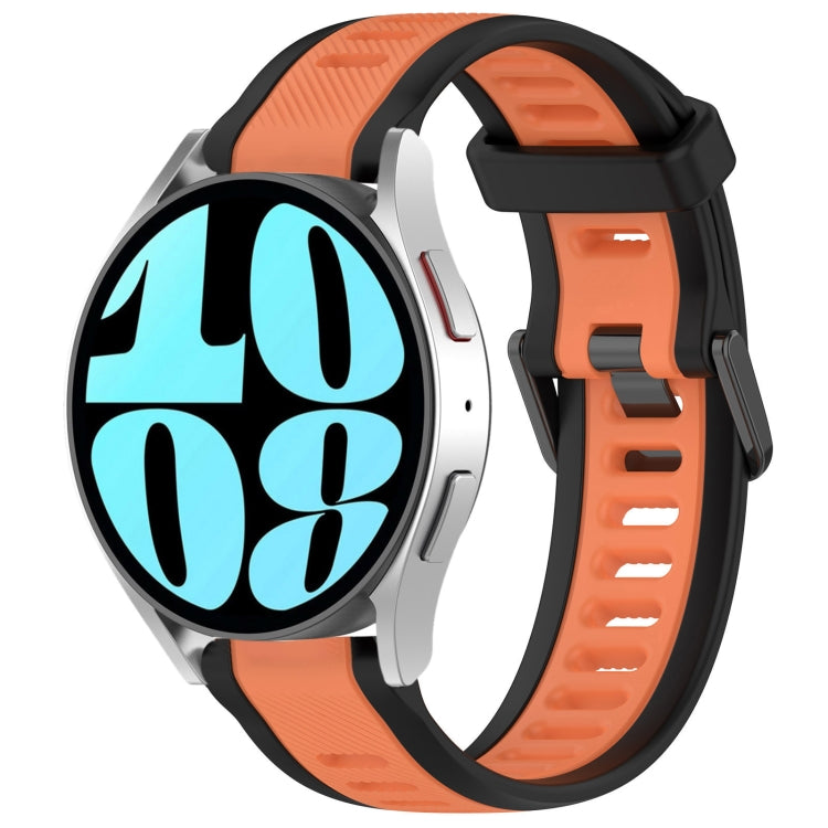 For Samsung Galaxy Watch 6 44mm 20mm Two Color Textured Silicone Watch Band(Orange+Black) - Watch Bands by PMC TechLife | Online Shopping South Africa | PMC TechLife