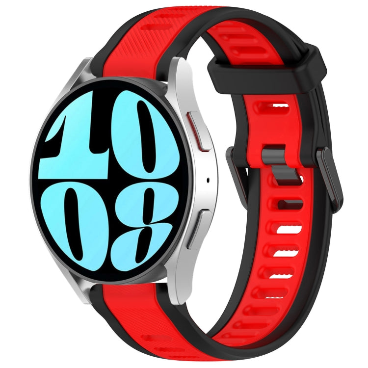 For Samsung Galaxy Watch 6 44mm 20mm Two Color Textured Silicone Watch Band(Red+Black) - Watch Bands by PMC TechLife | Online Shopping South Africa | PMC TechLife