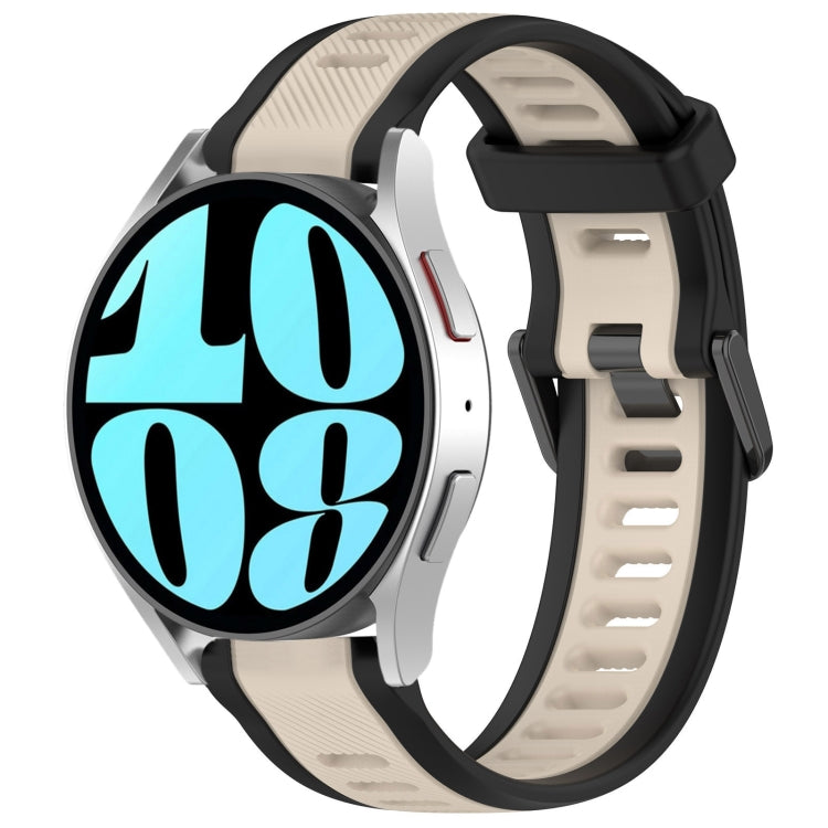 For Samsung Galaxy Watch 6 44mm 20mm Two Color Textured Silicone Watch Band(Starlight + Black) - Watch Bands by PMC TechLife | Online Shopping South Africa | PMC TechLife