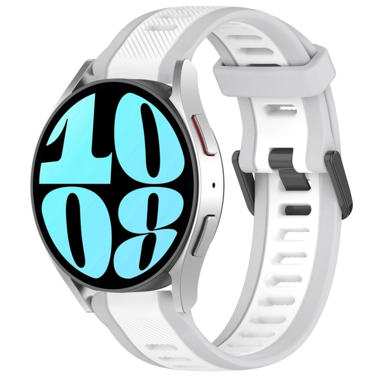 For Samsung Galaxy Watch 6 44mm 20mm Two Color Textured Silicone Watch Band(White+Grey) - Watch Bands by PMC TechLife | Online Shopping South Africa | PMC TechLife