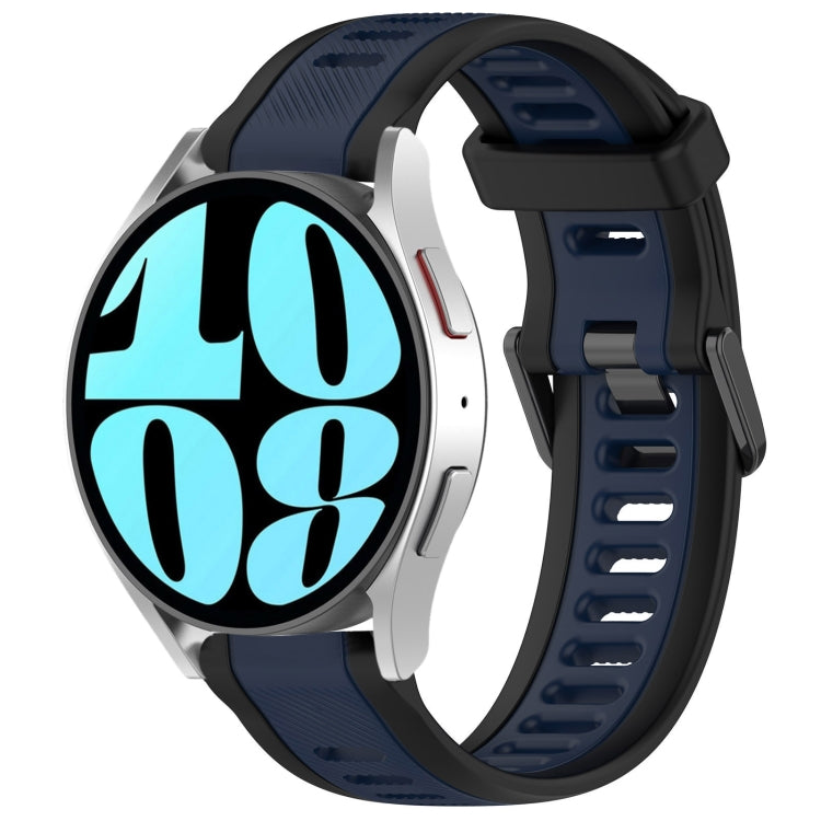 For Samsung Galaxy Watch 6 40mm 20mm Two Color Textured Silicone Watch Band(Midnight Blue+Black) - Watch Bands by PMC TechLife | Online Shopping South Africa | PMC TechLife