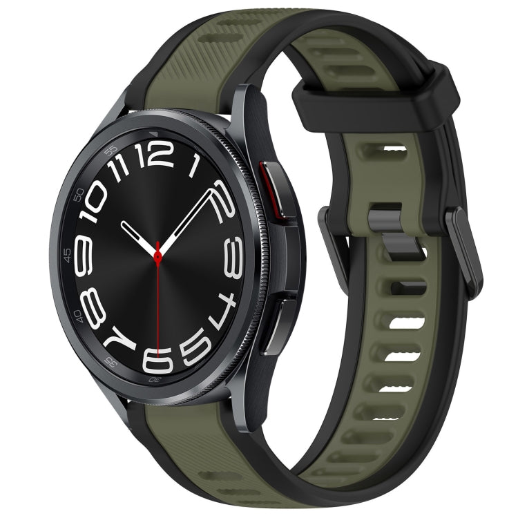 For Samsung Galaxy Watch 6 Classic 47mm 20mm Two Color Textured Silicone Watch Band(Green+Black) - Watch Bands by PMC TechLife | Online Shopping South Africa | PMC TechLife