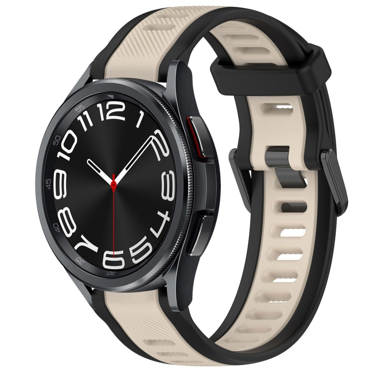 For Samsung Galaxy Watch 6 Classic 47mm 20mm Two Color Textured Silicone Watch Band(Starlight + Black) - Watch Bands by PMC TechLife | Online Shopping South Africa | PMC TechLife