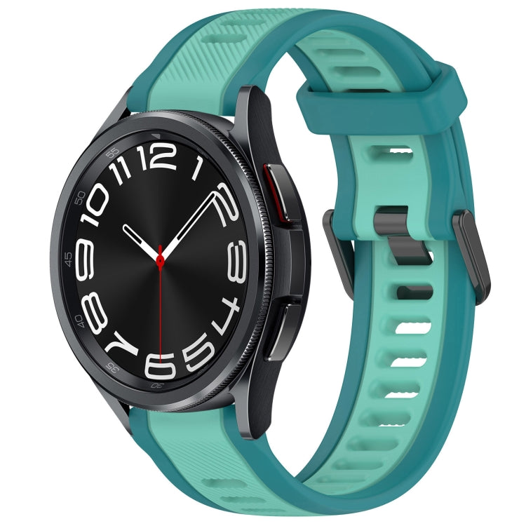 For Samsung Galaxy Watch 6 Classic 47mm 20mm Two Color Textured Silicone Watch Band(Teal) - Watch Bands by PMC TechLife | Online Shopping South Africa | PMC TechLife
