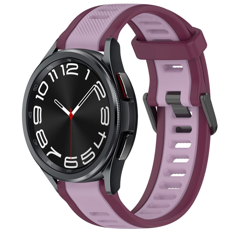 For Samsung Galaxy Watch 6 Classic 47mm 20mm Two Color Textured Silicone Watch Band(Purple) - Watch Bands by PMC Jewellery | Online Shopping South Africa | PMC Jewellery