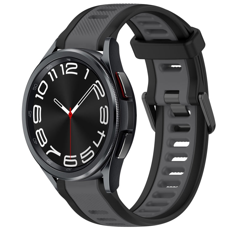 For Samsung Galaxy Watch 6 Classic 43mm 20mm Two Color Textured Silicone Watch Band(Grey+Black) - Watch Bands by PMC TechLife | Online Shopping South Africa | PMC TechLife