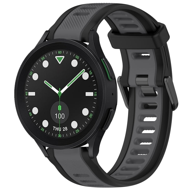 For Samsung Galaxy watch 5 Pro Golf Edition 20mm Two Color Textured Silicone Watch Band(Grey+Black) - Watch Bands by PMC Jewellery | Online Shopping South Africa | PMC Jewellery